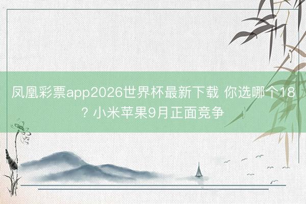 凤凰彩票app2026世界杯最新下载 你选哪个18? 小米苹果9月正面竞争
