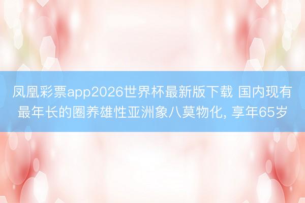 凤凰彩票app2026世界杯最新版下载 国内现有最年长的圈养雄性亚洲象八莫物化， 享年65岁