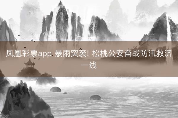 凤凰彩票app 暴雨突袭! 松桃公安奋战防汛救济一线