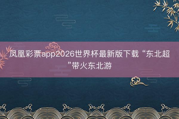 凤凰彩票app2026世界杯最新版下载 “东北超”带火东北游