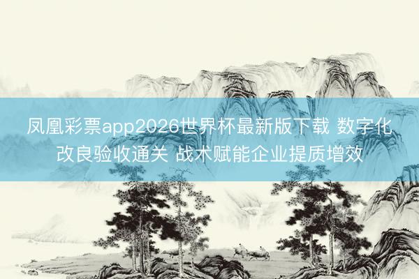 凤凰彩票app2026世界杯最新版下载 数字化改良验收通关 战术赋能企业提质增效