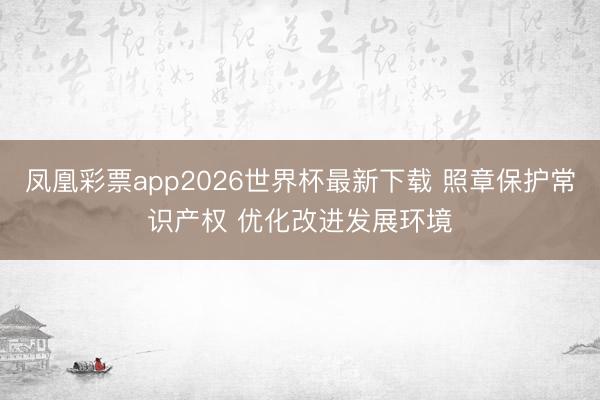 凤凰彩票app2026世界杯最新下载 照章保护常识产权 优化改进发展环境