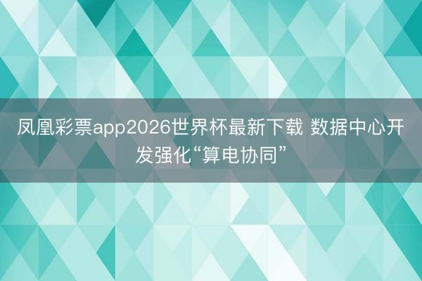 凤凰彩票app2026世界杯最新下载 数据中心开发强化“算电协同”