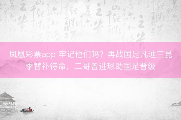 凤凰彩票app 牢记他们吗？再战国足凡迪三昆季替补待命，二哥曾进球助国足晋级