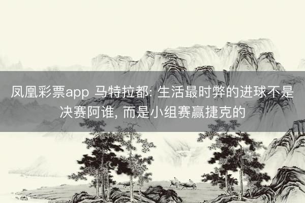 凤凰彩票app 马特拉都: 生活最时弊的进球不是决赛阿谁， 而是小组赛赢捷克的