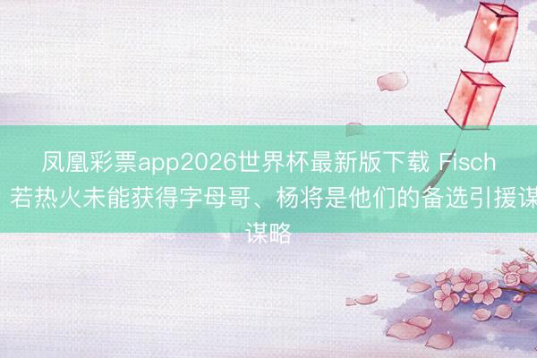 凤凰彩票app2026世界杯最新版下载 Fischer: 若热火未能获得字母哥、杨将是他们的备选引援谋略