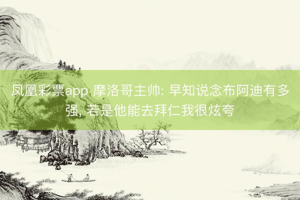凤凰彩票app 摩洛哥主帅: 早知说念布阿迪有多强, 若是他能去拜仁我很炫夸
